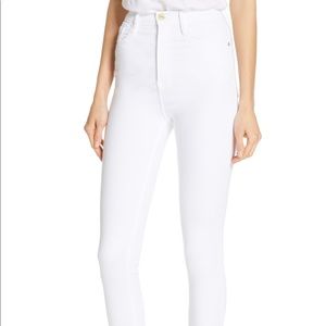 Frame white high waisted skinny jeans! Never worn